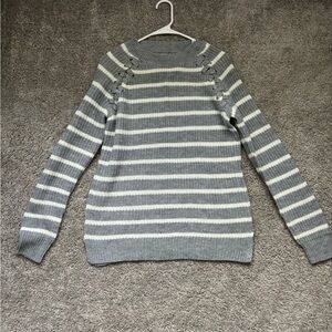 Grey & White Striped Sweater